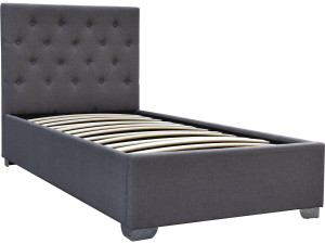 Cama simple con cofre "Tino" - 90 × 190 cm - Gris
