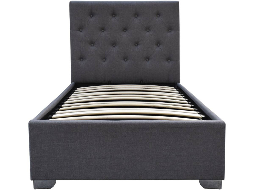 Cama simple con cofre "Tino" - 90 × 190 cm - Gris
