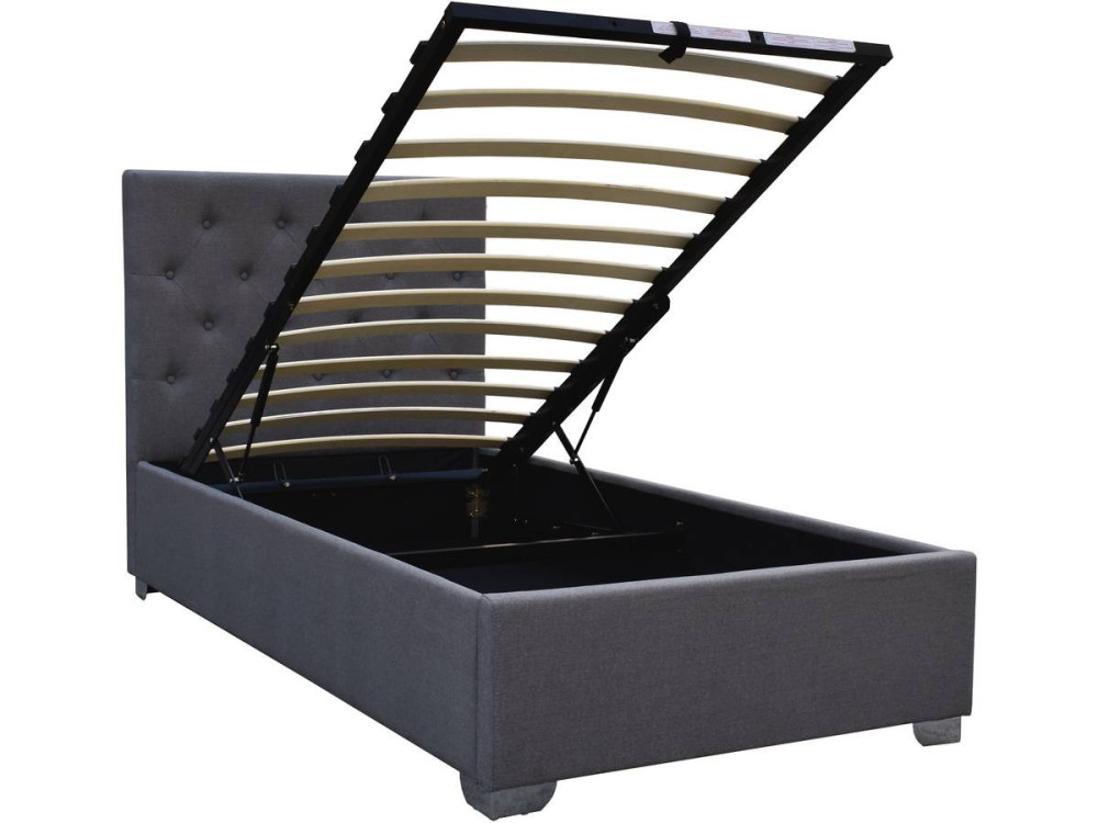 Cama simple con cofre "Tino" - 90 × 190 cm - Gris