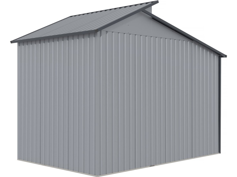 Caseta de metal con pergola "Madras" - 5.64 m² - Gris, Caseta de metal con pergola "Madras" - 5.64 m² - Gris