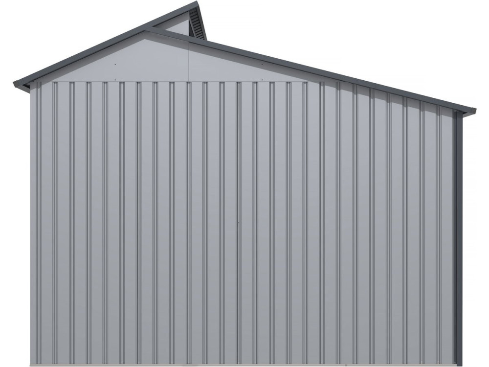 Caseta de metal con pergola "Madras" - 5.64 m² - Gris, Caseta de metal con pergola "Madras" - 5.64 m² - Gris