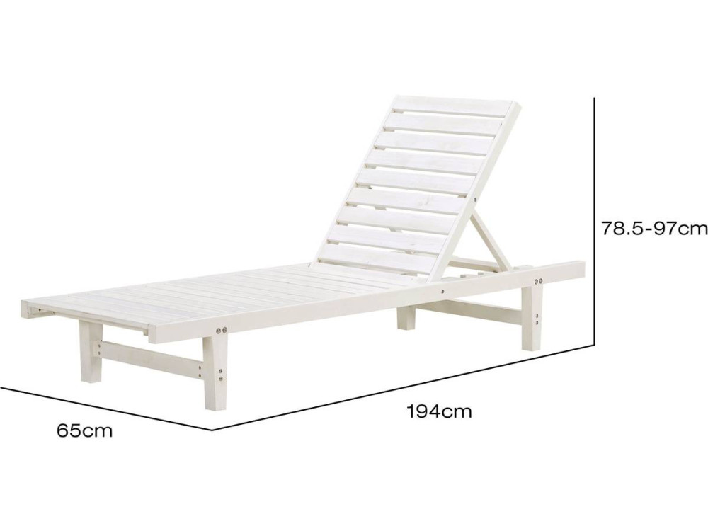 Juego de 2 tumbonas de madera Rawai - Blanco
