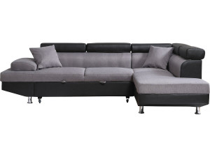 Sofá esquinero "Sophia luxe" - Negro/ Gris - Esquina derecha