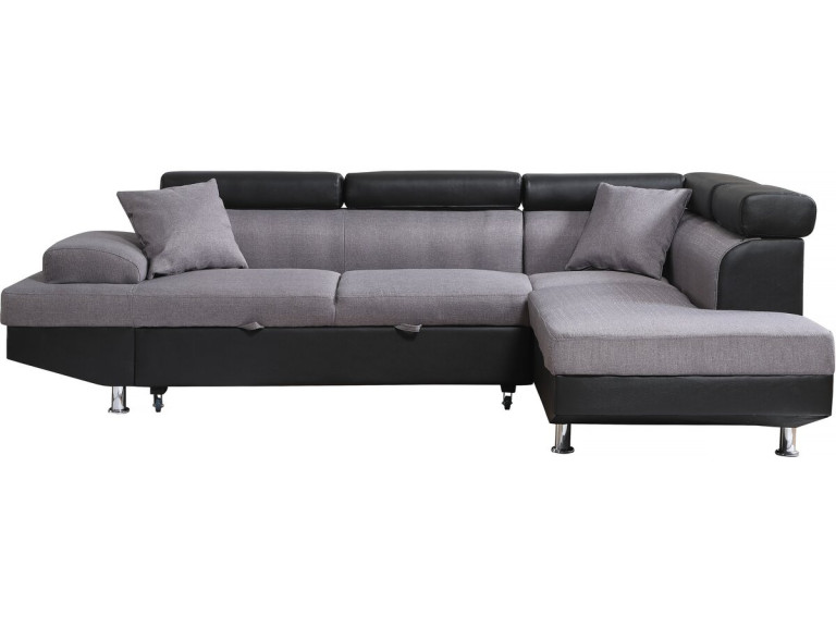Sofá esquinero "Sophia luxe" - Negro/ Gris - Esquina derecha