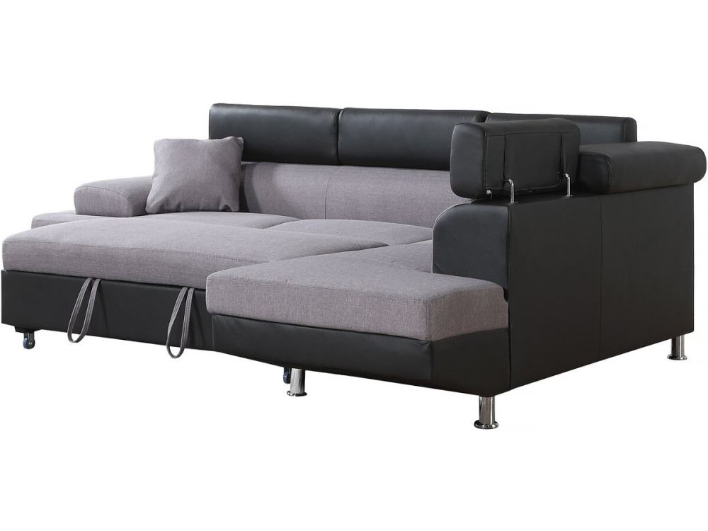 Sofá esquinero "Sophia luxe" - Negro/ Gris - Esquina derecha