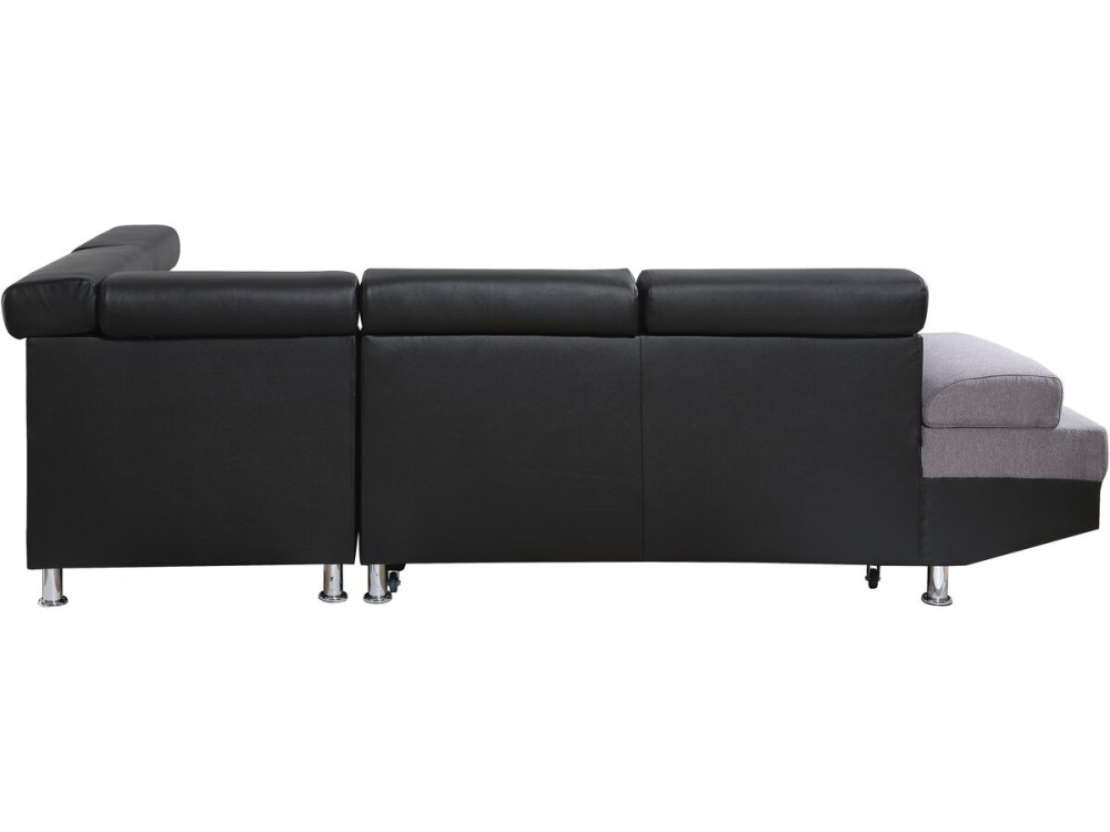 Sofá esquinero "Sophia luxe" - Negro/ Gris - Esquina derecha