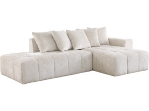 Sofá esquinero de chenilla "Haussmann" 3 plazas - Beige