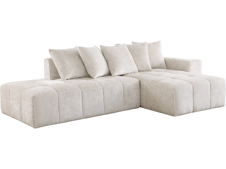 Sofá esquinero de chenilla "Haussmann" 3 plazas - Beige