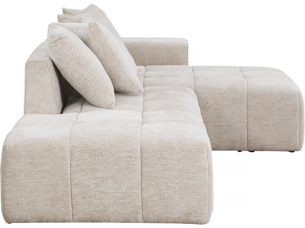 Sofá esquinero de chenilla "Haussmann" 3 plazas - Beige