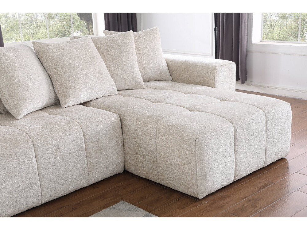 Sofá esquinero de chenilla "Haussmann" 3 plazas - Beige