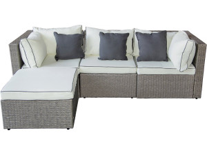 Muebles de jardín bajos en resina tejida "Kuba" - Gris