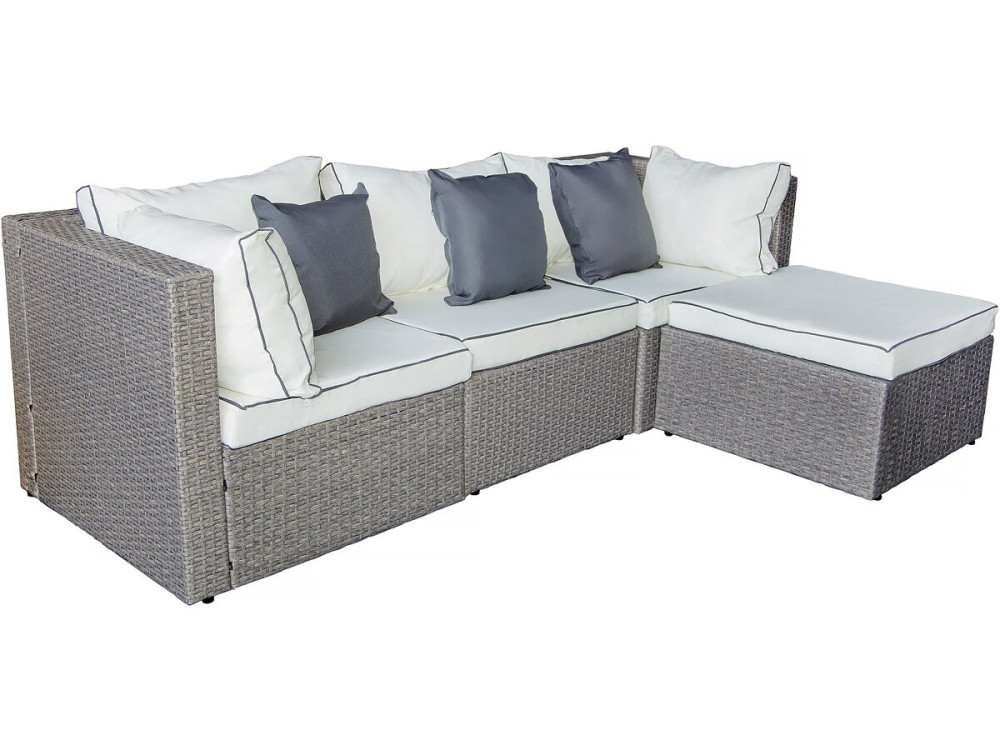 Muebles de jardín bajos en resina tejida "Kuba" - Gris
