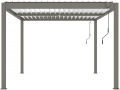 Pérgola bioclimática "Windsor" de aluminio con led 3 x 4 - Gris - Topo