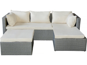 Muebles de jardín bajos en resina tejida "Diya" 3 plazas - Gris claro