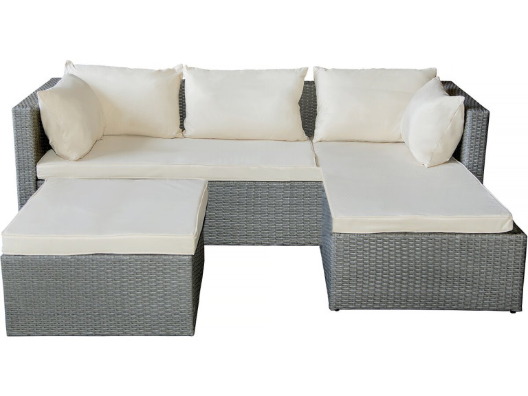 Muebles de jardín bajos en resina tejida "Diya" 3 plazas - Gris claro