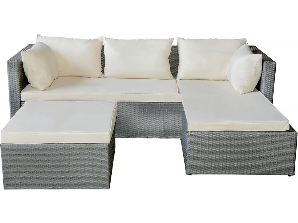 Muebles de jardín bajos en resina tejida "Diya" 3 plazas - Gris claro