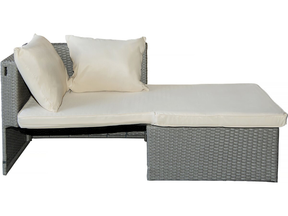 Muebles de jardín bajos en resina tejida "Diya" 3 plazas - Gris claro