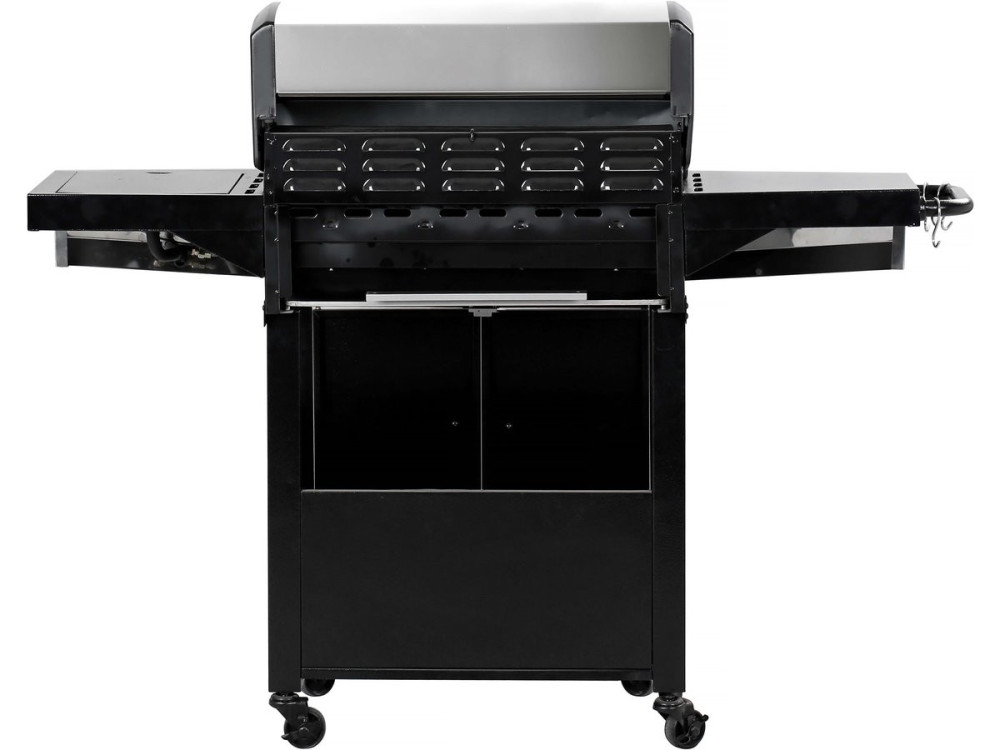 Barbacoa de gas con tapa de cristal "Bingo 5" + tapa protectora - Negro