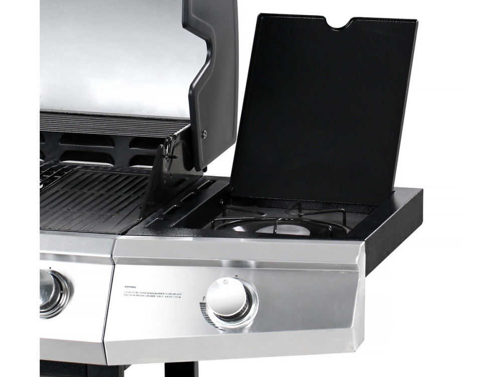Barbacoa de gas con tapa de cristal "Bingo 5" + tapa protectora - Negro