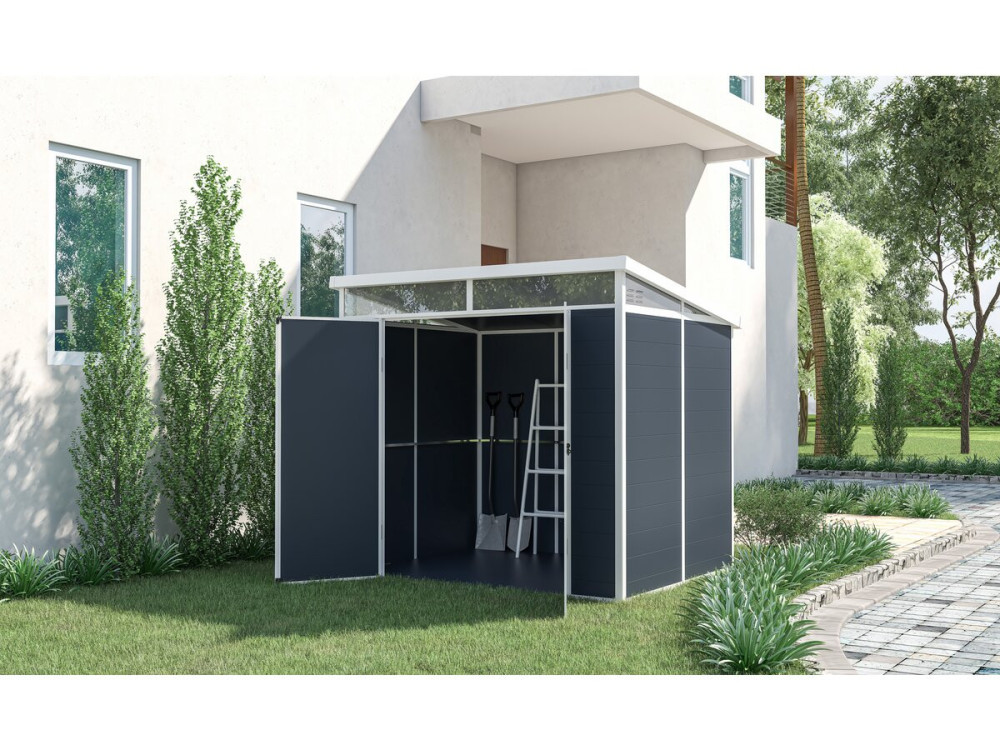 Caseta de jardín de resina "Detroit" - Gris - 4,54m² - 1,91 x 2,38 m