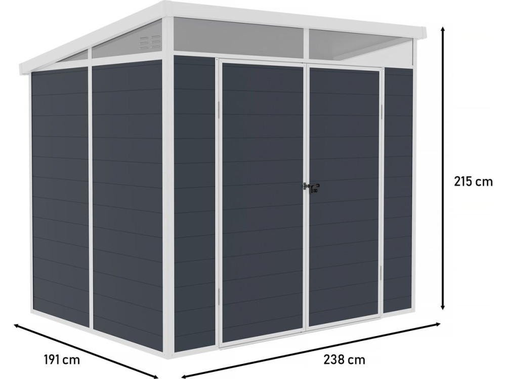 Caseta de jardín de resina "Detroit" - Gris - 4,54m² - 1,91 x 2,38 m