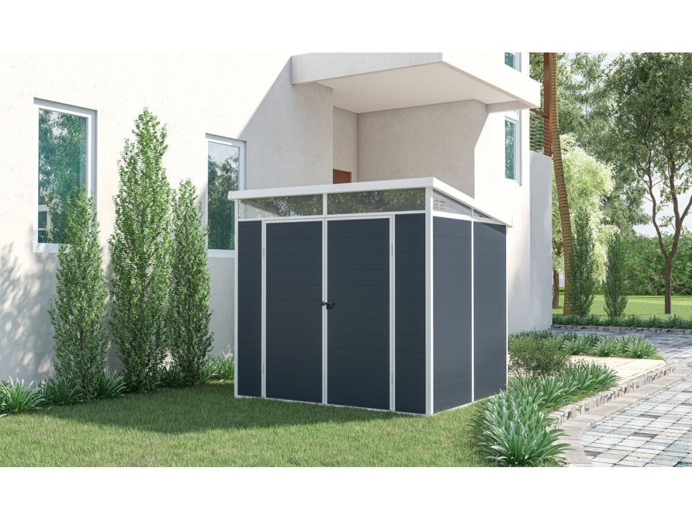 Caseta de jardín de resina "Detroit" - Gris - 4,54m² - 1,91 x 2,38 m