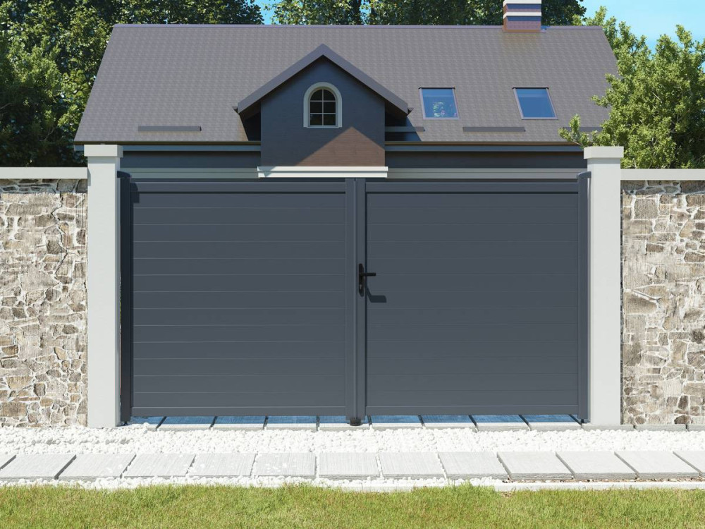 Porton jardin aluminio 349.5 x 180.9 cm - Gris
