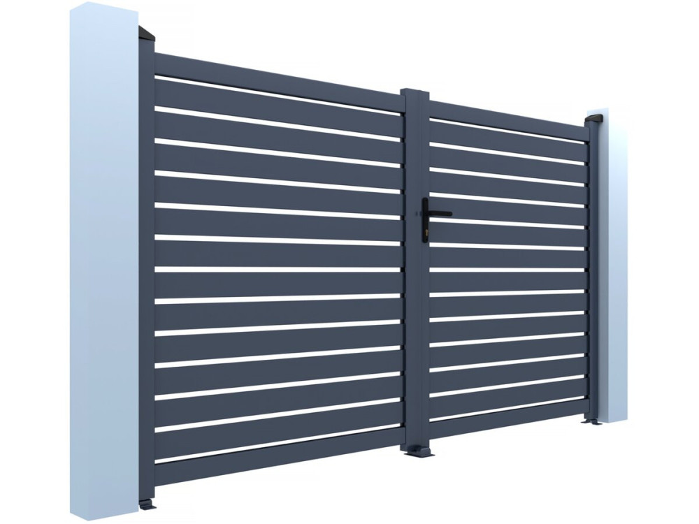 Puerta de aluminio semicalada "Julien" - 340 x 140 cm - Gris