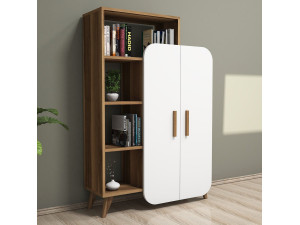 Librería de madera "Form" 90 x 32 x 132 cm - Nogal 2