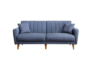 Sofá cama de 3 plazas en tejido "Aqua" 205 x 85 x 85 cm - Azul oscuro