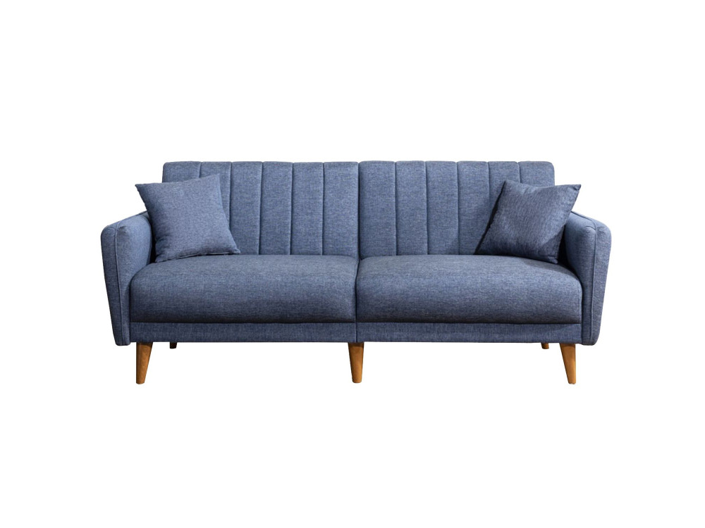 Sofá cama de 3 plazas en tejido "Aqua" 205 x 85 x 85 cm - Azul oscuro