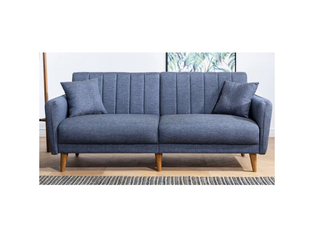 Sofá cama de 3 plazas en tejido "Aqua" 205 x 85 x 85 cm - Azul oscuro