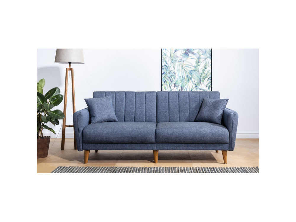 Sofá cama de 3 plazas en tejido "Aqua" 205 x 85 x 85 cm - Azul oscuro