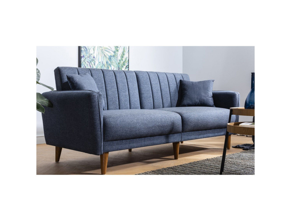 Sofá cama de 3 plazas en tejido "Aqua" 205 x 85 x 85 cm - Azul oscuro