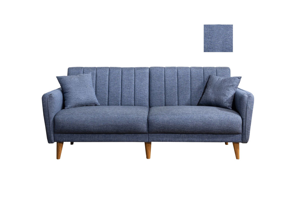 Sofá cama de 3 plazas en tejido "Aqua" 205 x 85 x 85 cm - Azul oscuro