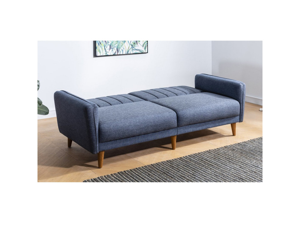 Sofá cama de 3 plazas en tejido "Aqua" 205 x 85 x 85 cm - Azul oscuro