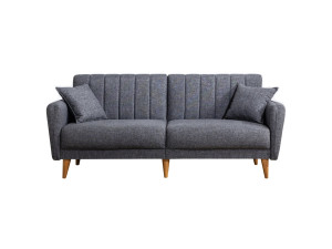Sofá cama de 3 plazas en tejido "Aqua" 205 x 85 x 85 cm - Gris oscuro