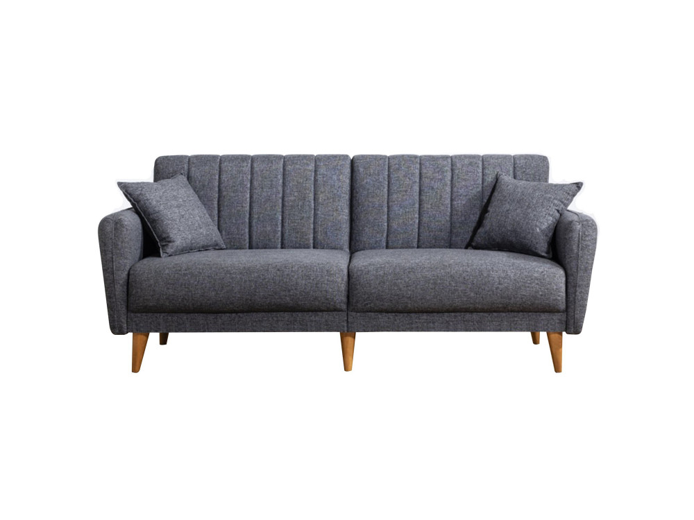 Sofá cama de 3 plazas en tejido "Aqua" 205 x 85 x 85 cm - Gris oscuro