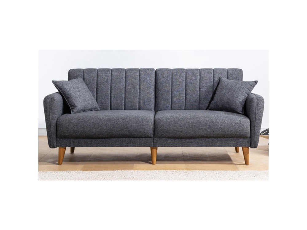 Sofá cama de 3 plazas en tejido "Aqua" 205 x 85 x 85 cm - Gris oscuro