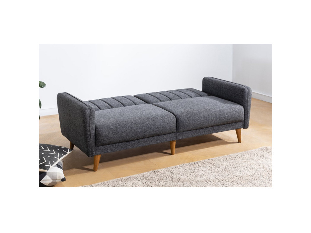 Sofá cama de 3 plazas en tejido "Aqua" 205 x 85 x 85 cm - Gris oscuro