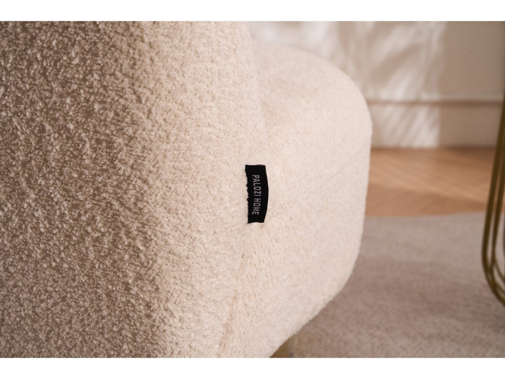 Sillón bouclette giratorio "Churchill" - 76 x 80 x 74 cm - Blanco
