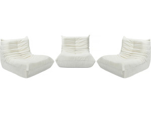 Conjunto de 3 sillones modulares tipo sofá en tela texturizada "Velasca" - Blanco