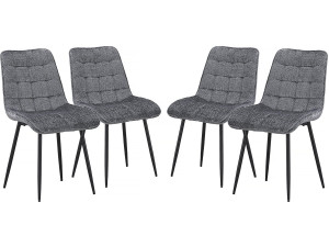 Sillas de comedor de tela premium "Yanis" - Juego de 4 - Gris
