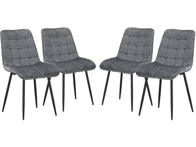 Sillas de comedor de tela premium "Yanis" - Juego de 4 - Gris