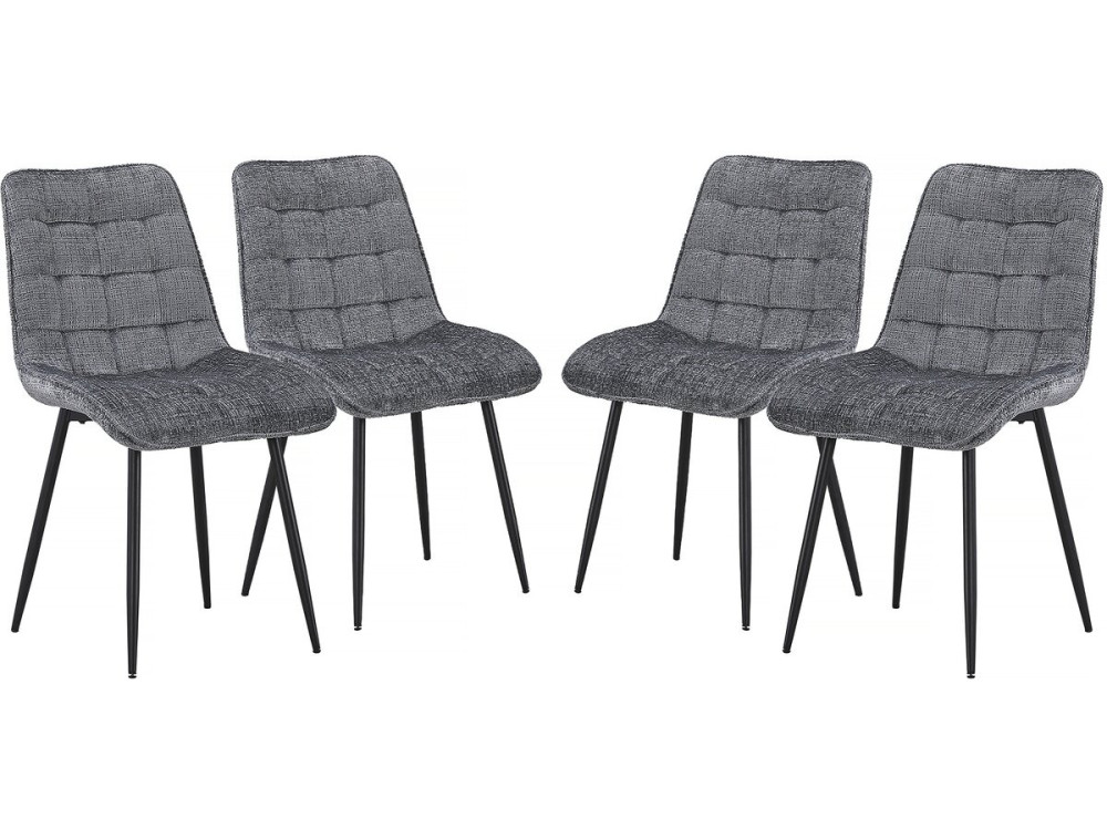 Sillas de comedor de tela premium "Yanis" - Juego de 4 - Gris