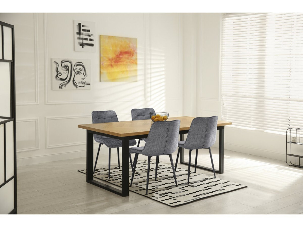 Sillas de comedor de tela premium "Yanis" - Juego de 4 - Gris