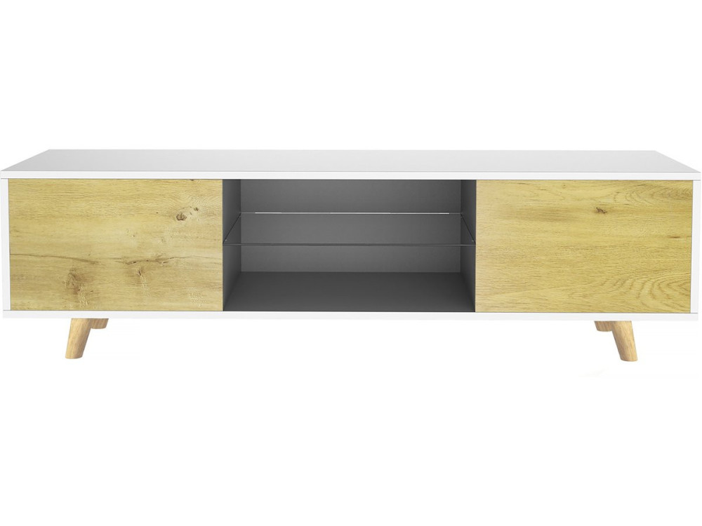 Mueble de TV Inna  - 140 x 42 x 45 cm - Blanco / Madera