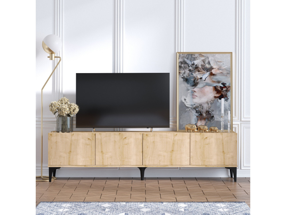 Soporte de TV de madera "Nora" - 180 x 35 x 50 cm - Roble zafiro