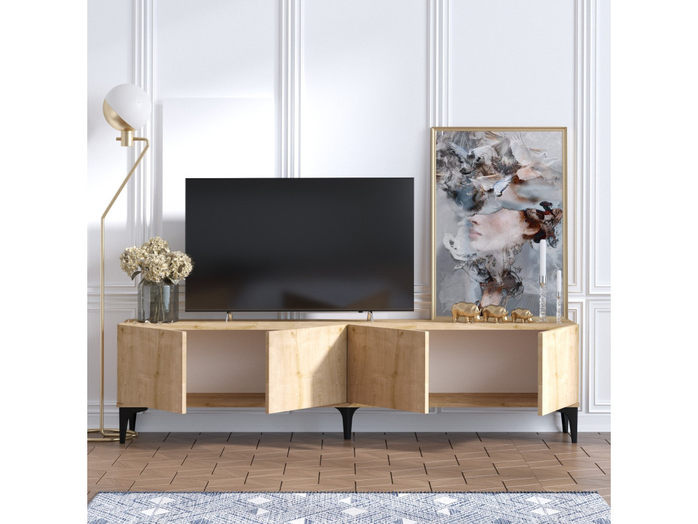 Soporte de TV de madera "Nora" - 180 x 35 x 50 cm - Roble zafiro
