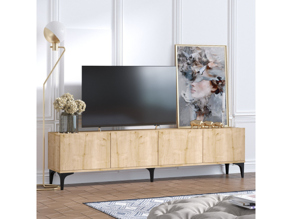 Soporte de TV de madera "Nora" - 180 x 35 x 50 cm - Roble zafiro